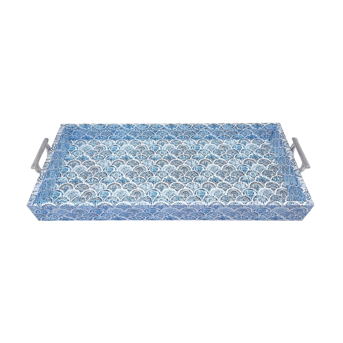 Moroccan Tile Work Handled Tray with Acrylic Insert