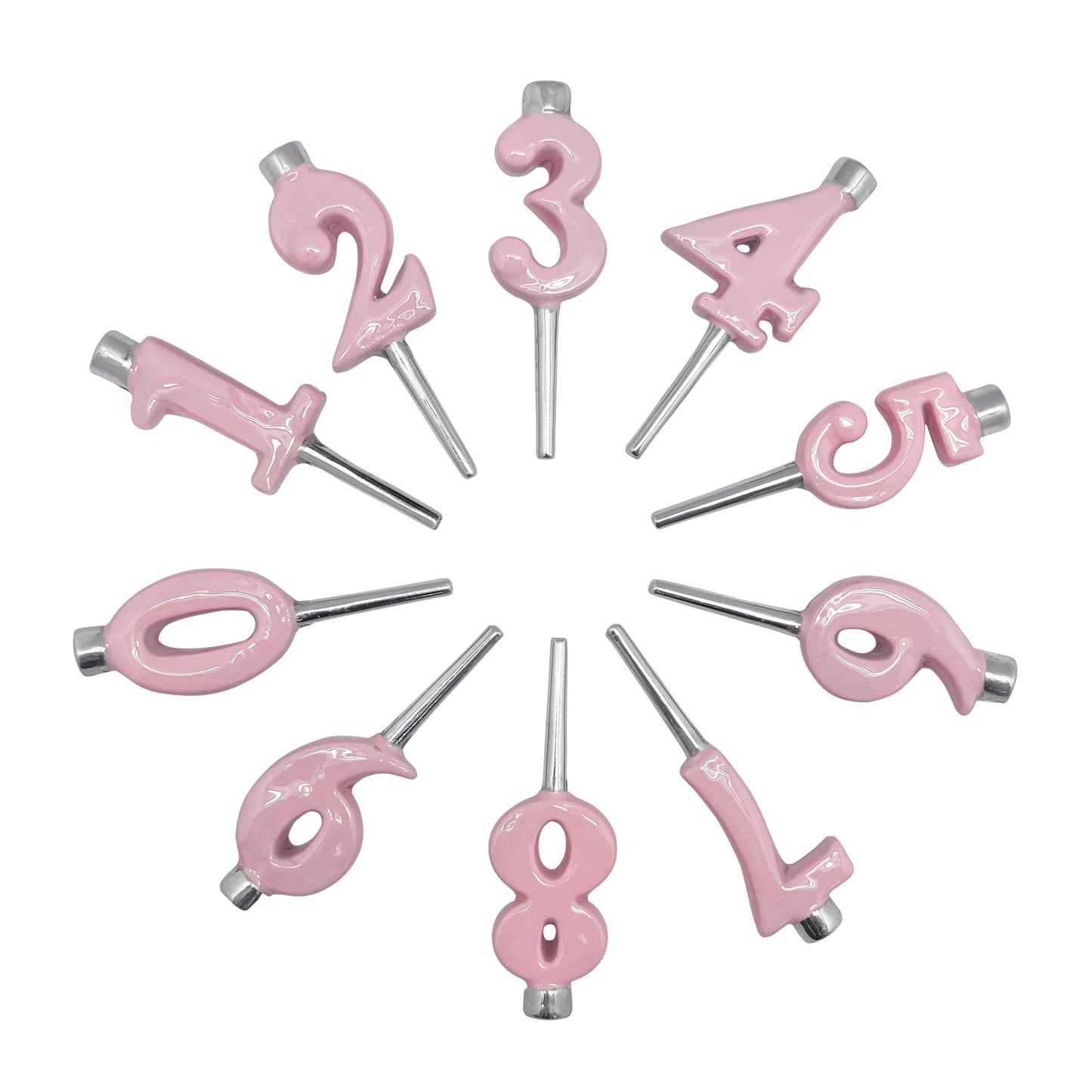 Pink Number Candle Holder Set