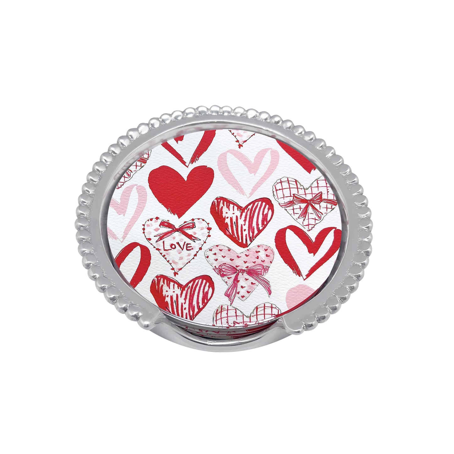 Hearts Beaded Coaster Set