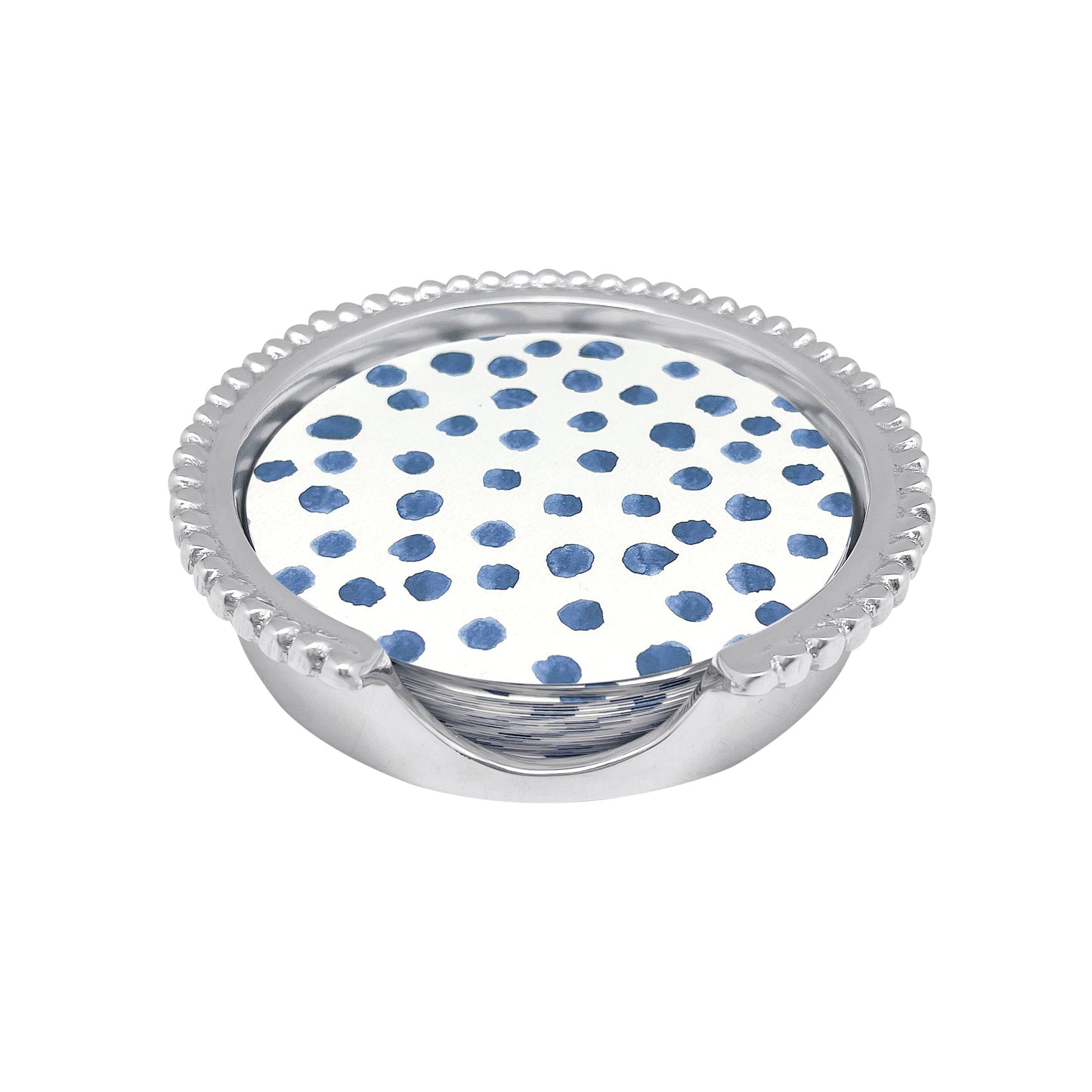 Blue Dotty and Stripe Beaded Coaster Set