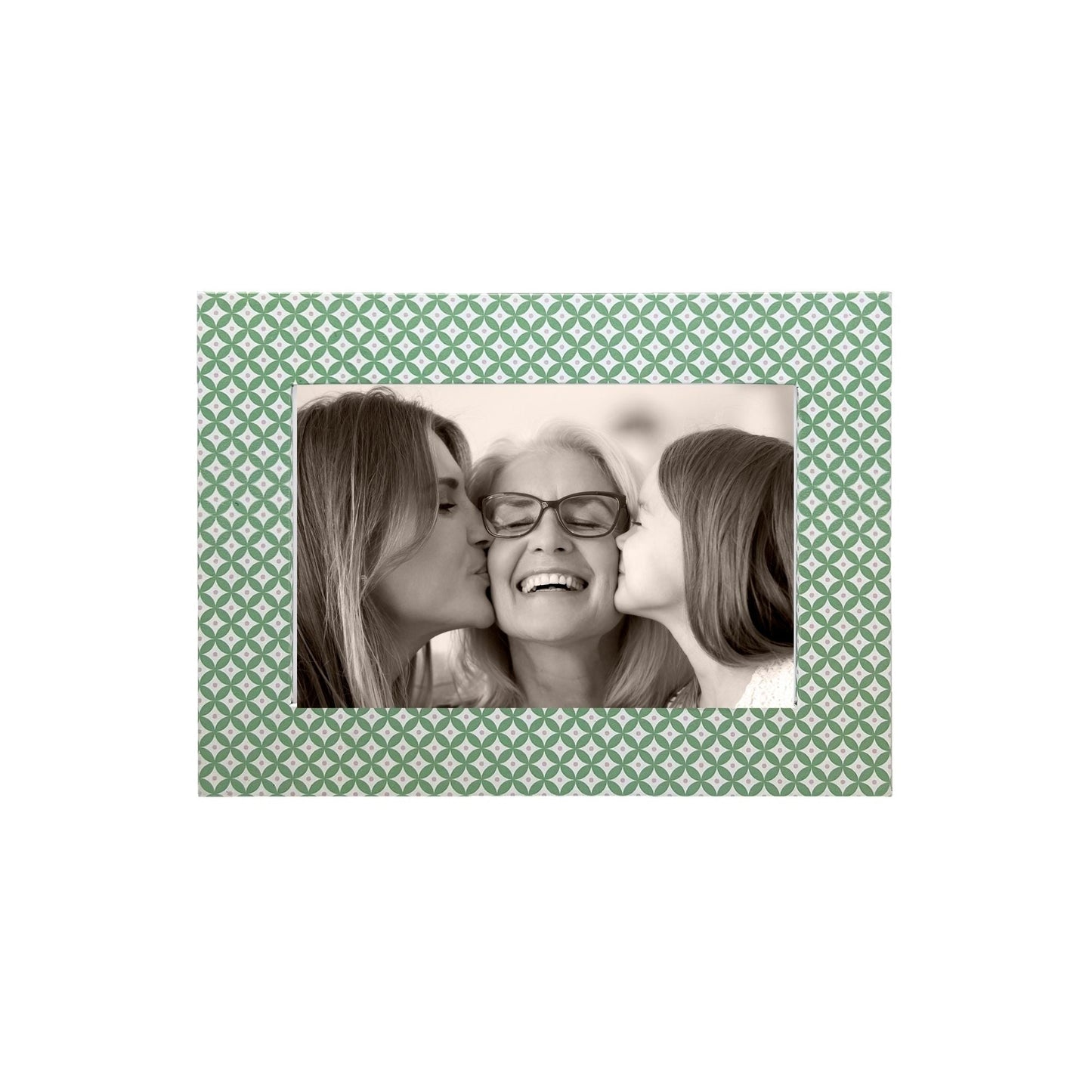 Double Sided Geometric Green and Rosa Pink 4x6 Frame