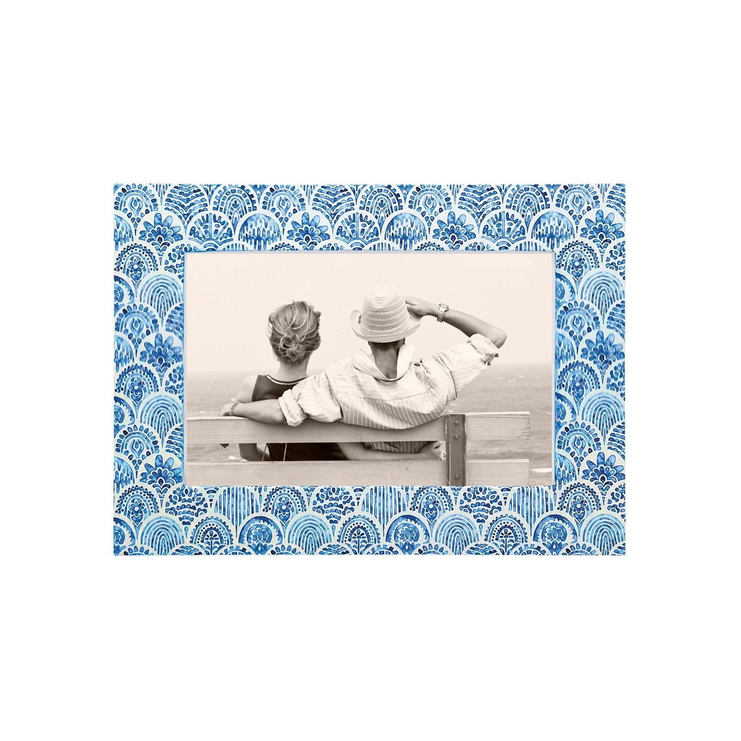 Double Sided Moroccan Tile Work and Periwinkle 4x6 Frame