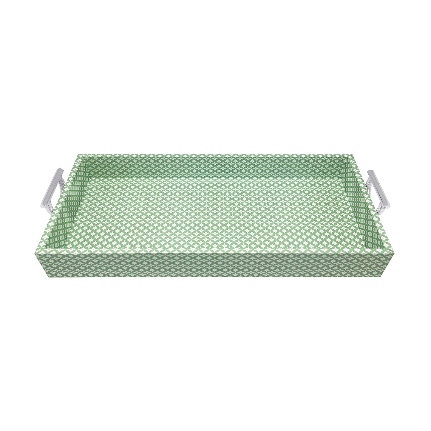 Geometric Green and Rosa Handled Tray with Acrylic Insert