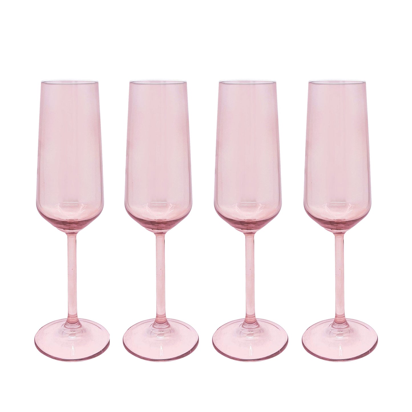 Fine Line Quartz with White Rim Champagne Flute Glass Set of 4