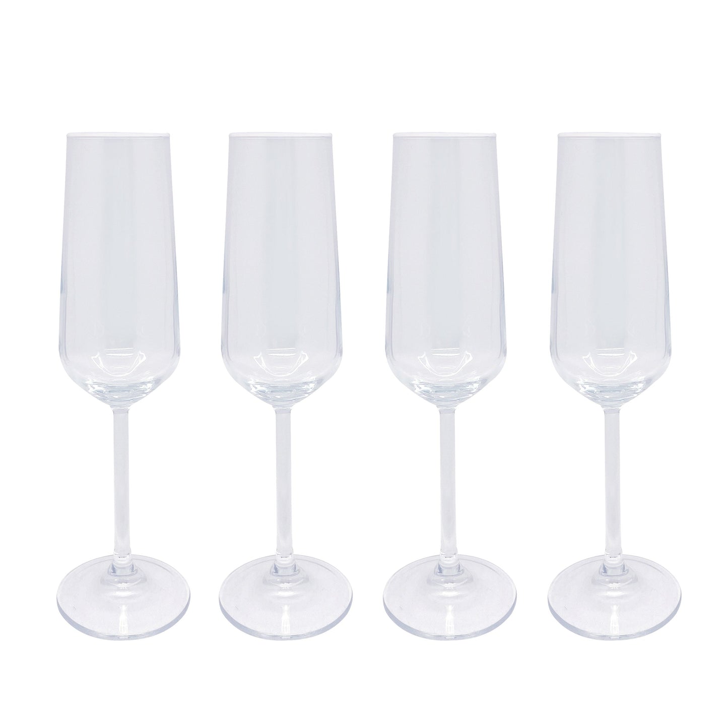 Fine Line Clear With White Rim Champagne Flute Glass Set of 4