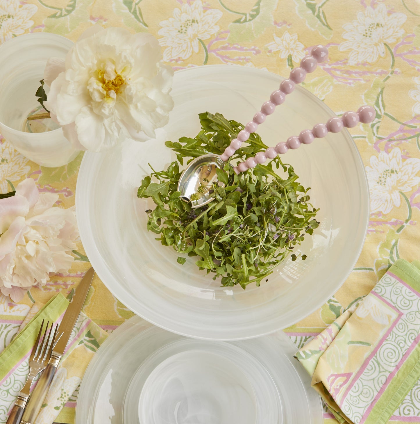 Pearled Pink Salad Servers