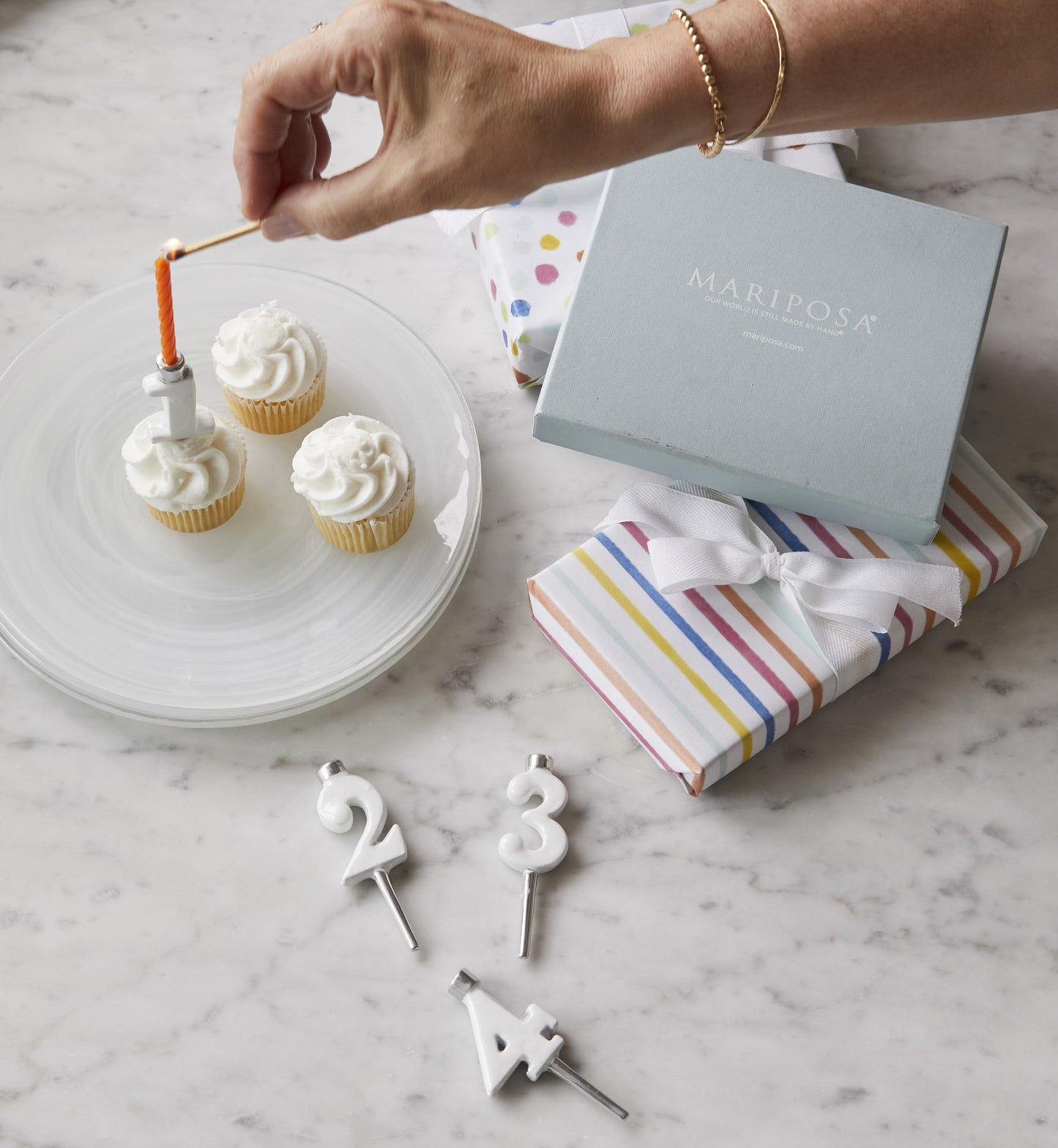 White Number Candle Holder Set