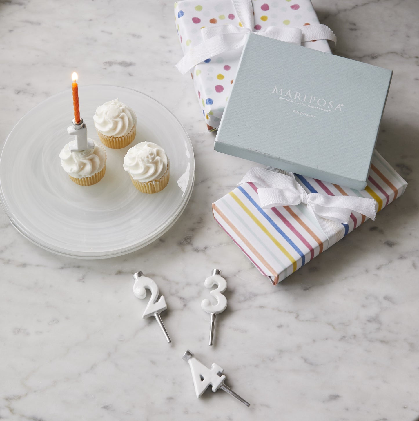 White Number Candle Holder Set