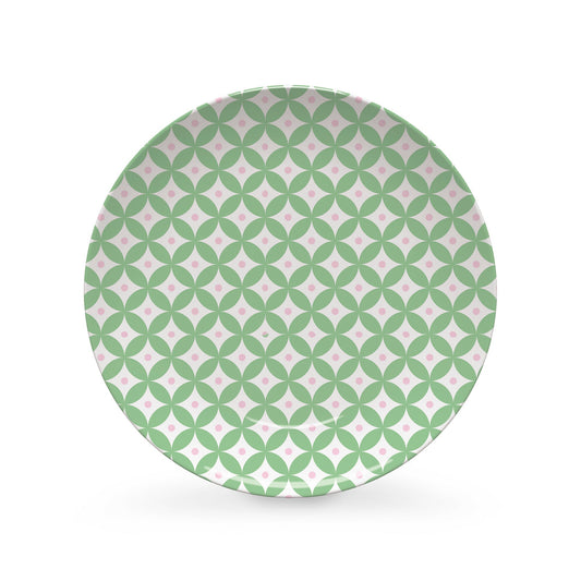 Geometric Green and Rosa Picnic Plate