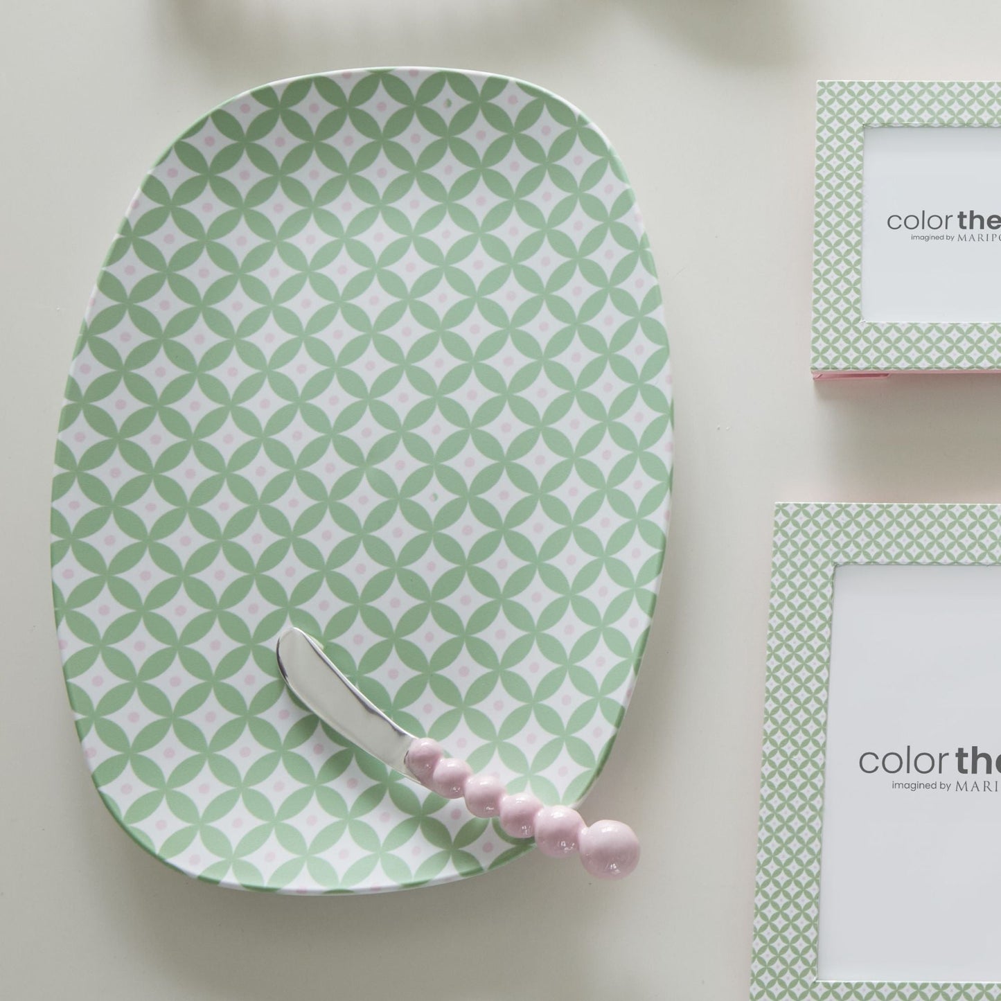 Geometric Green and Rosa Platter