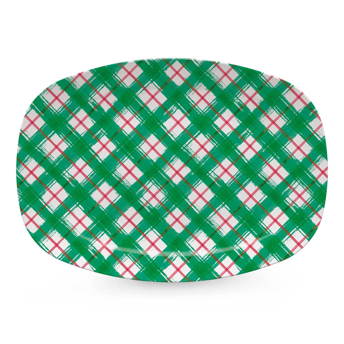 Green and Red Plaid Platter