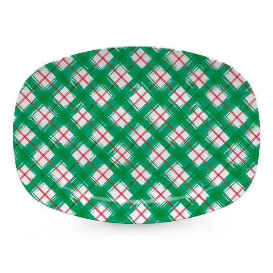 Green and Red Plaid Platter