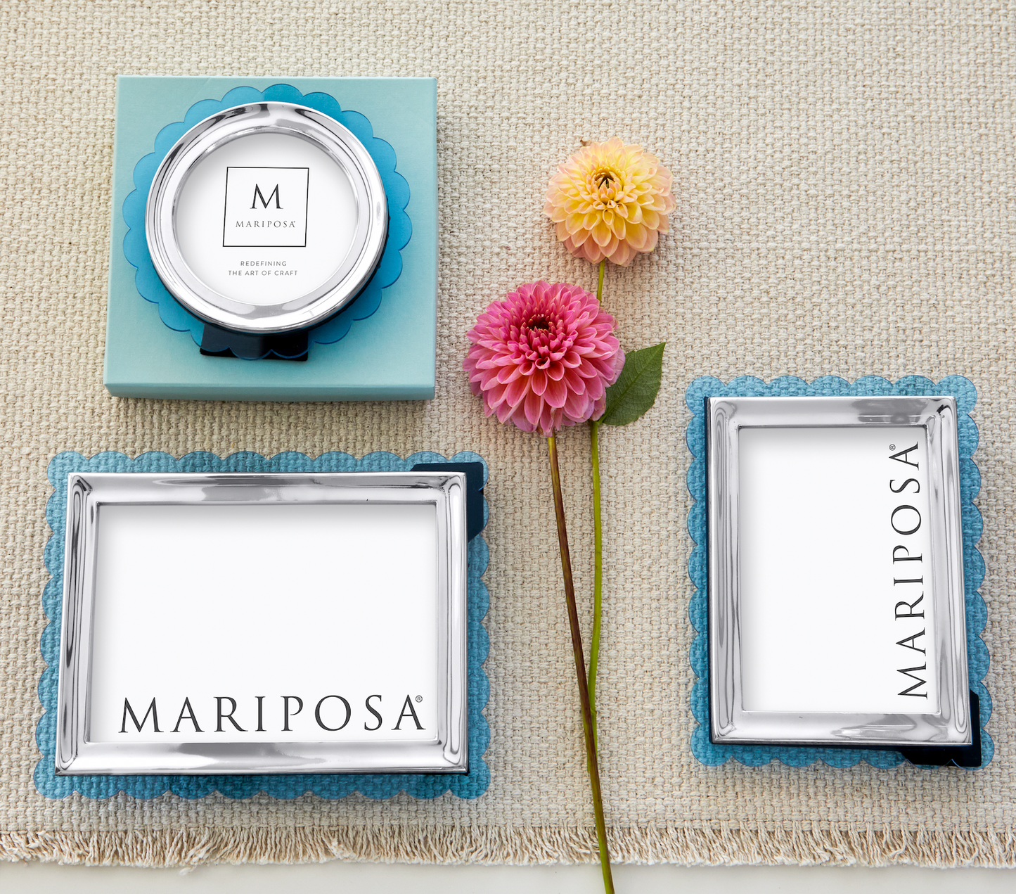 Light Blue Acrylic Scallop Round Frame