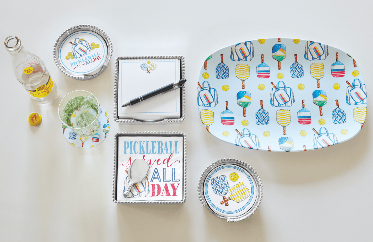 Pickleball Served All Day Beaded Coaster Set