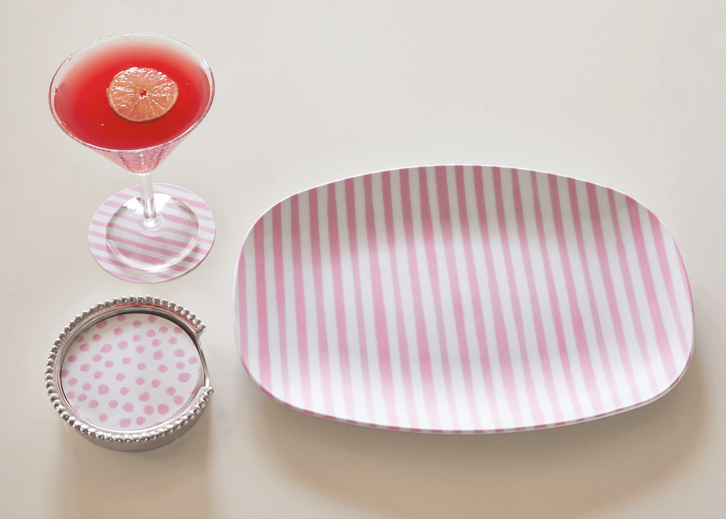 Pink Simple Stripes Platter